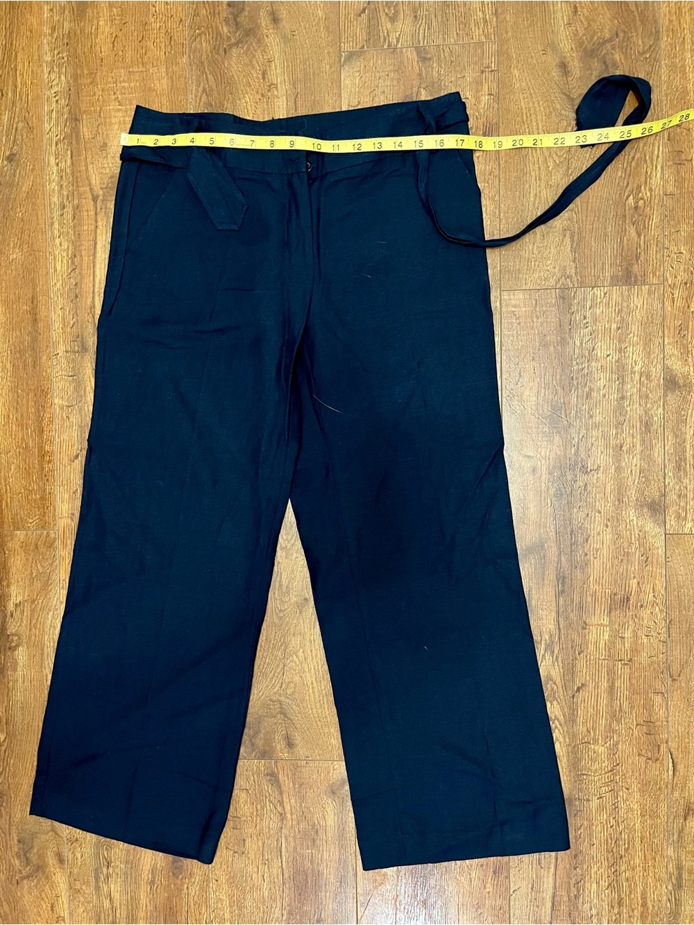 Roz & Ali Navy Blue Wide Leg Tie-Waist Pants